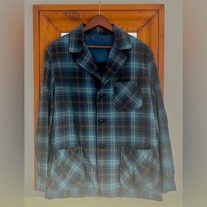 1960s Vintage Plaid Men's Utility Jacket